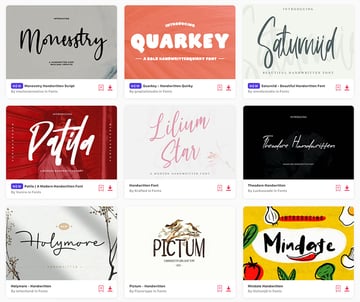Enjoy unlimited downloads of handwritten calligraphy fonts from Envato Elements
